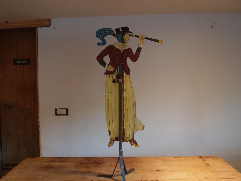 Weather vane very rare Folk art Maritime enamel lady c1900   View VI