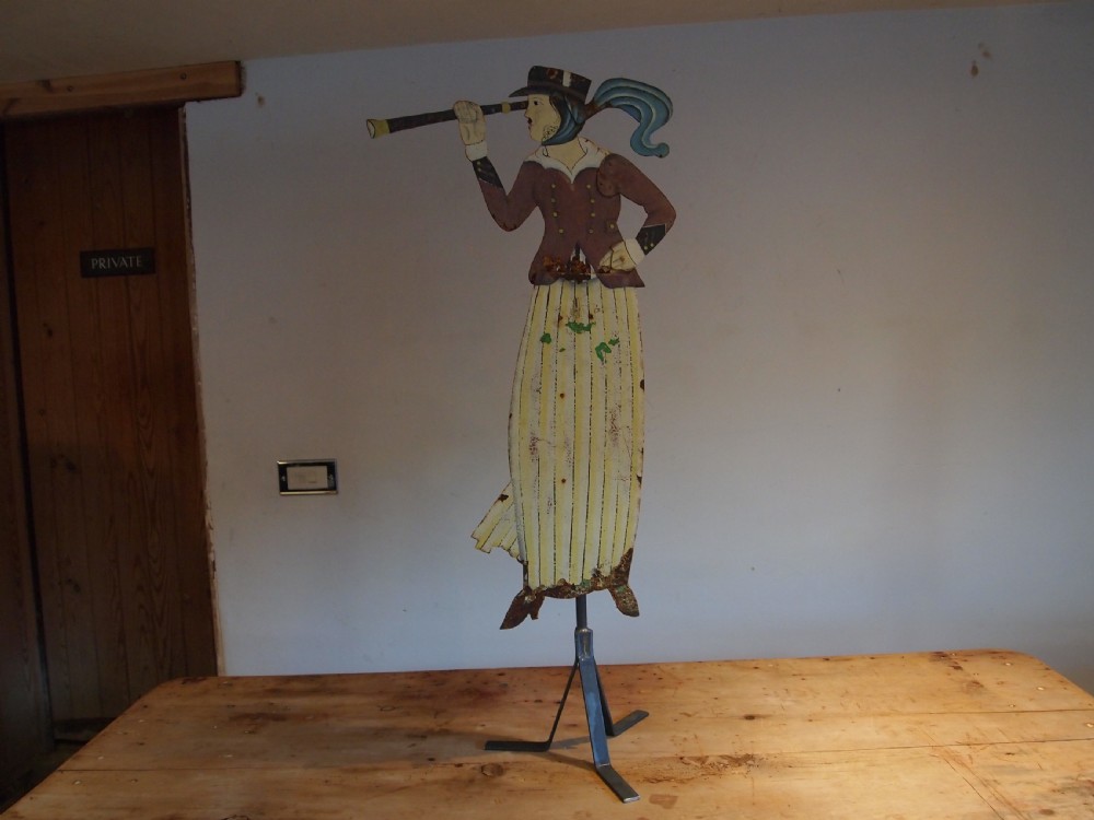 Weather vane very rare Folk art Maritime enamel lady c1900   View XII