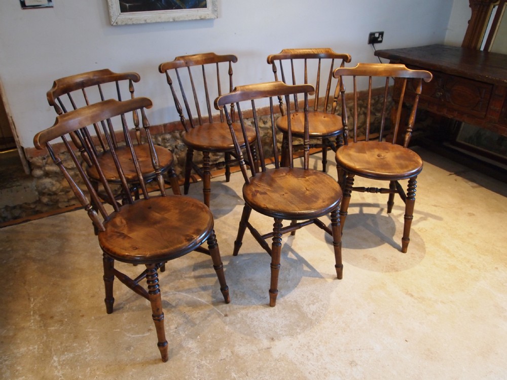 Chairs stunning set of 6 Victorian penny seat Windsor chairs c1890