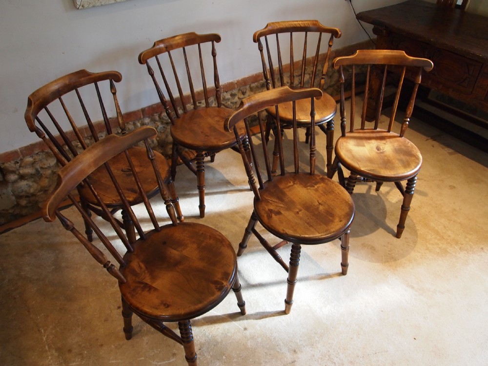 Chairs stunning set of 6 Victorian penny seat Windsor chairs c1890 View II