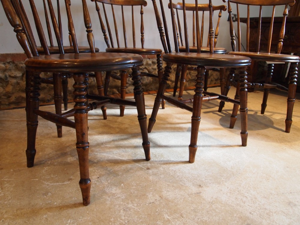 Chairs stunning set of 6 Victorian penny seat Windsor chairs c1890 View III