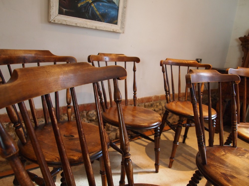 Chairs stunning set of 6 Victorian penny seat Windsor chairs c1890 View IV