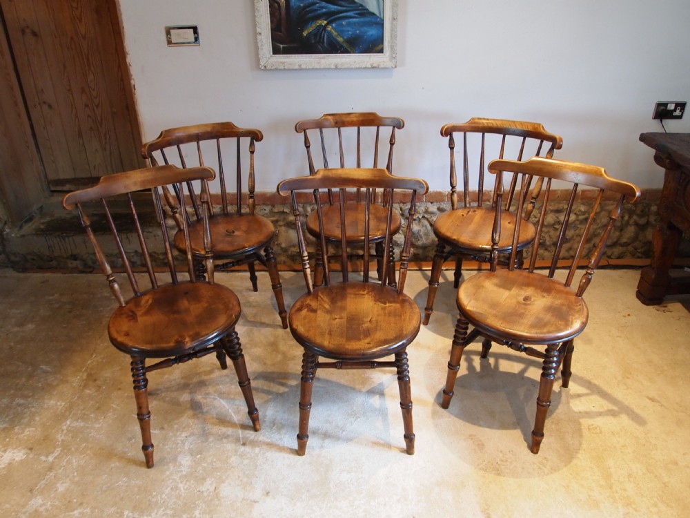 Chairs stunning set of 6 Victorian penny seat Windsor chairs c1890 View V