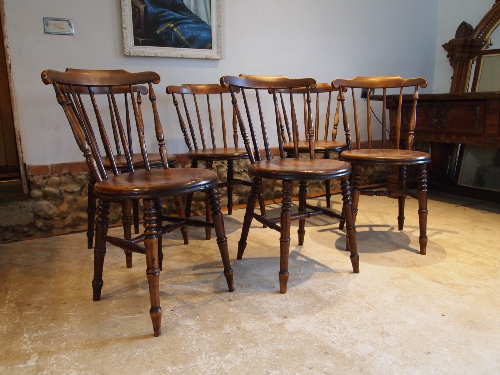 Chairs stunning set of 6 Victorian penny seat Windsor chairs c1890 View VI