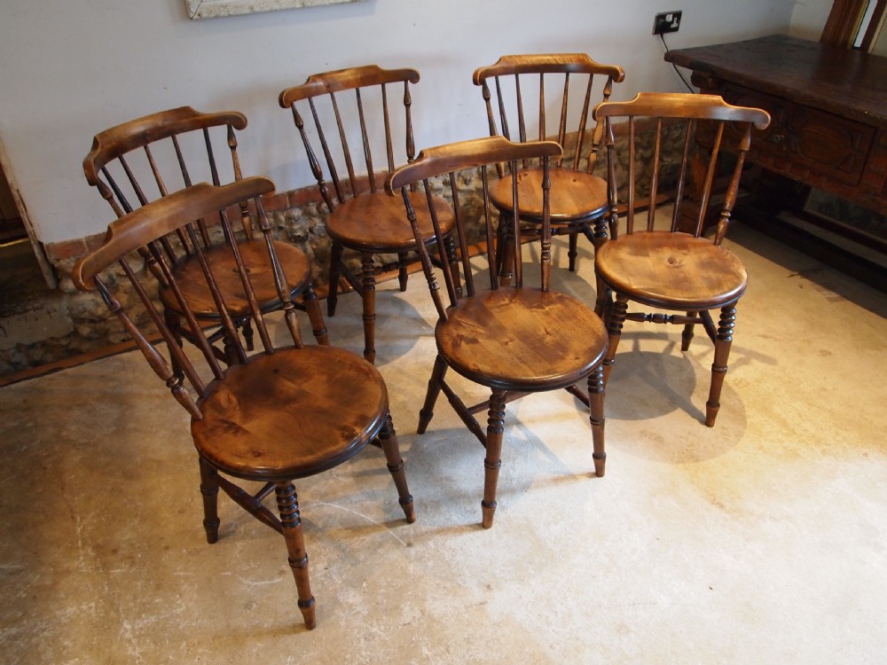 Chairs stunning set of 6 Victorian penny seat Windsor chairs c1890 View VIII