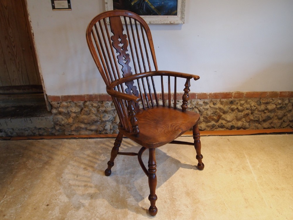 Chair Victorian Elm and Yew Windsor armchair c1840 View XII