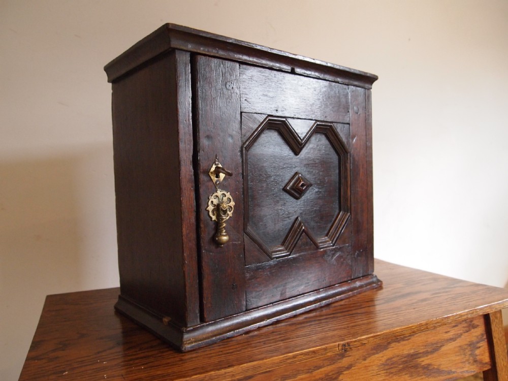 Cabinet cupboard Charles II Oak spice cabinet c1680 View IV