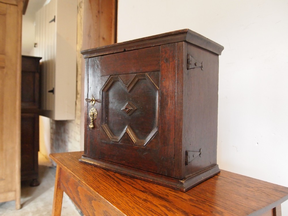 Cabinet cupboard Charles II Oak spice cabinet c1680 View V