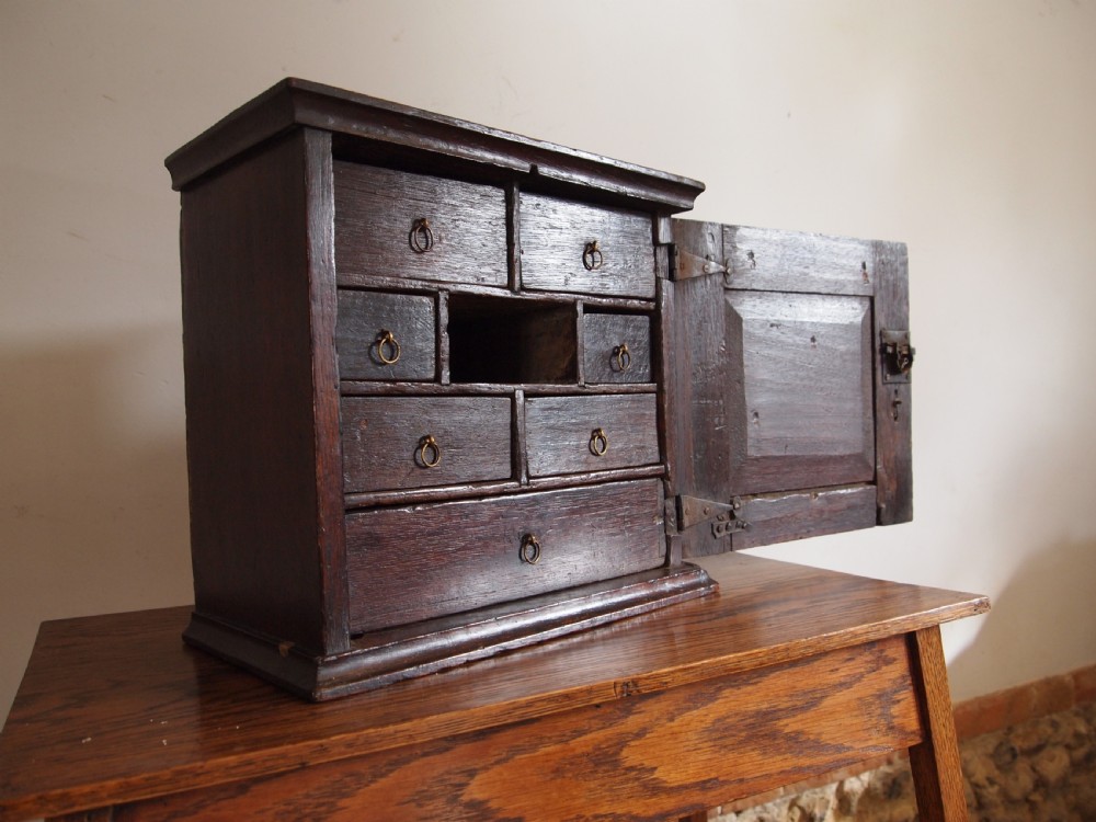 Cabinet cupboard Charles II Oak spice cabinet c1680 View XIII