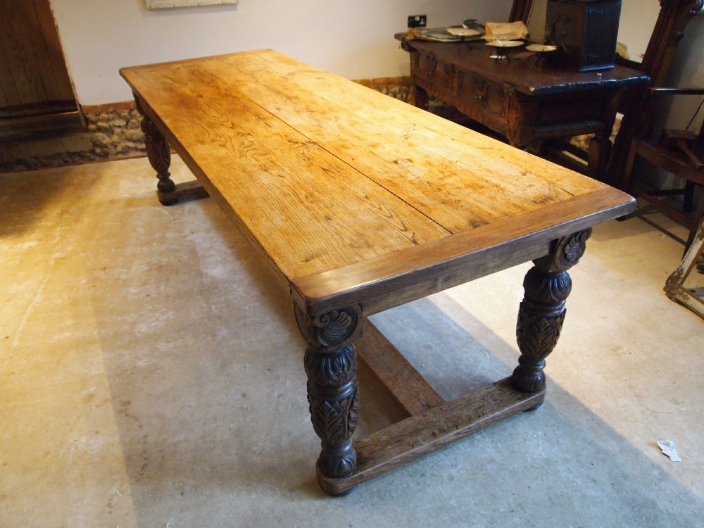 Table magnificent Victorian Oak refectory farmhouse dining c1850