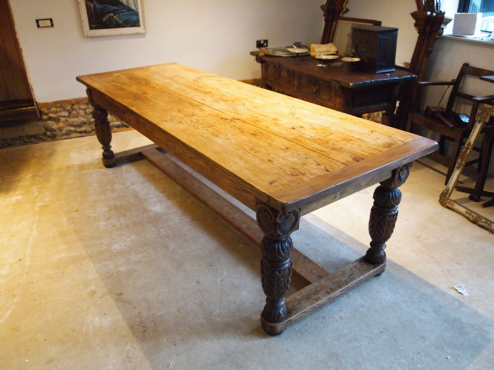 Table magnificent Victorian Oak refectory farmhouse dining c1850 View IV