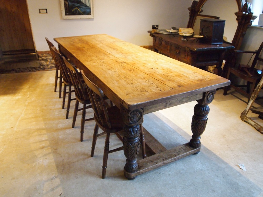 Table magnificent Victorian Oak refectory farmhouse dining c1850 View VI