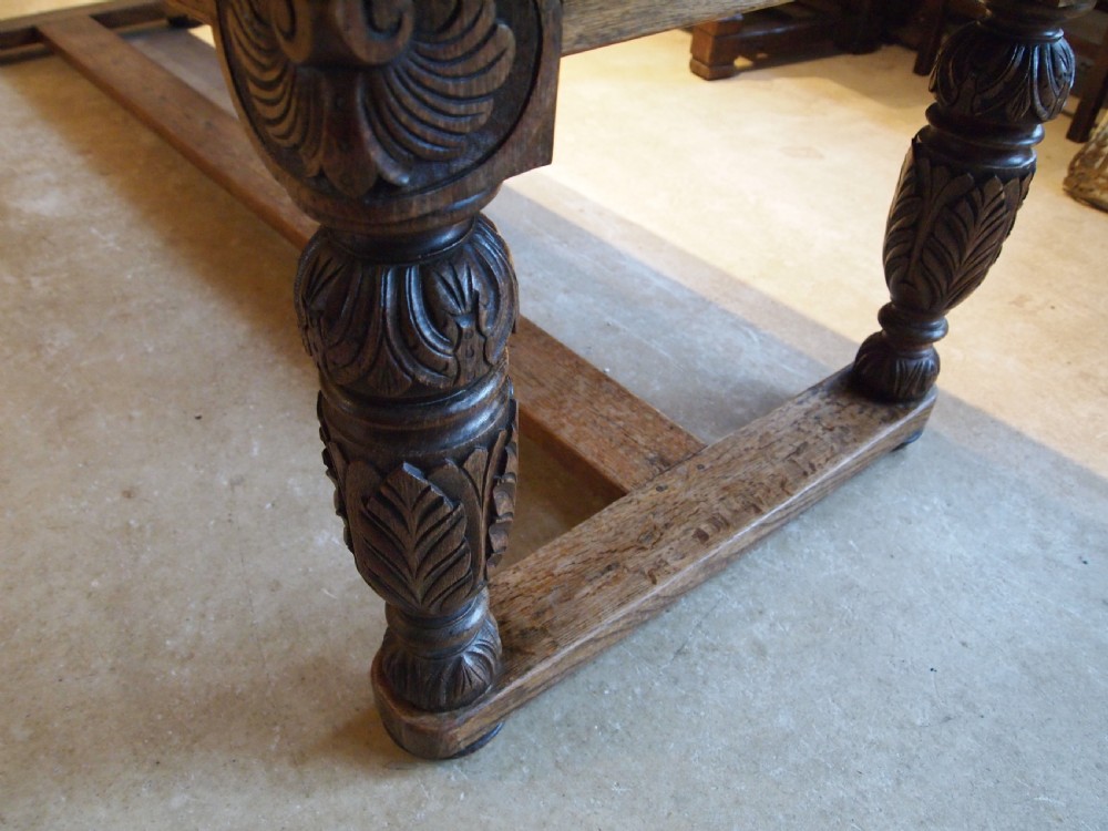 Table magnificent Victorian Oak refectory farmhouse dining c1850 View X