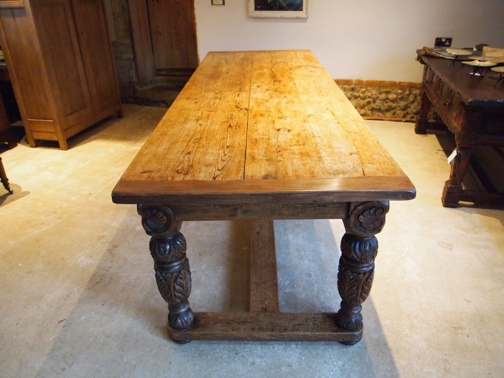 Table magnificent Victorian Oak refectory farmhouse dining c1850 View XII
