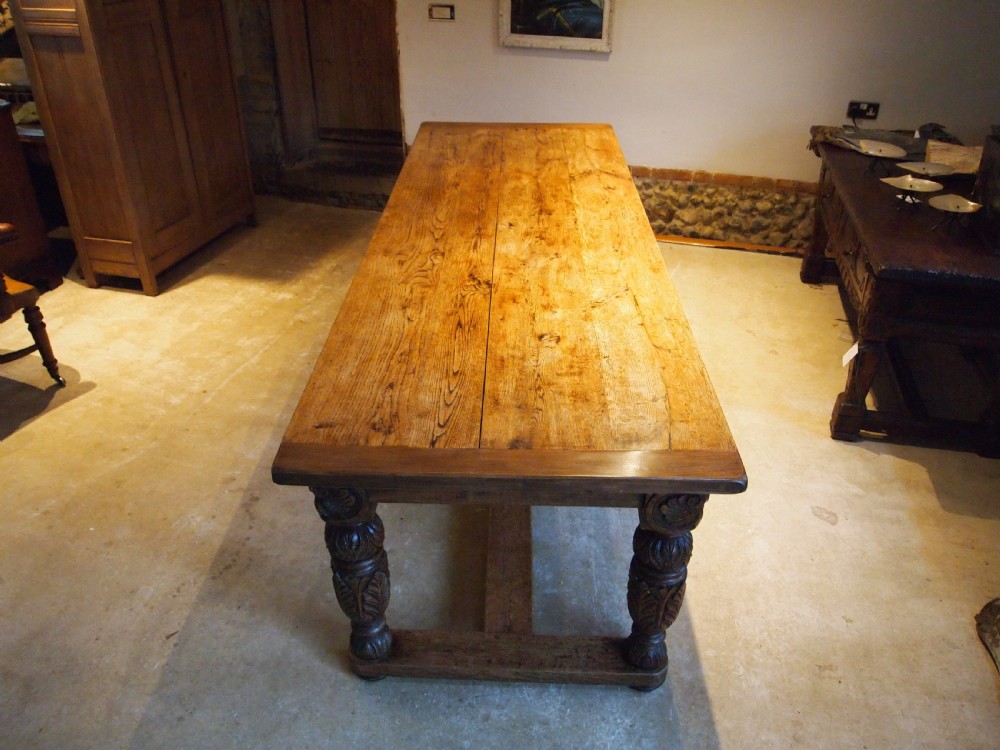 Table magnificent Victorian Oak refectory farmhouse dining c1850 View XIV