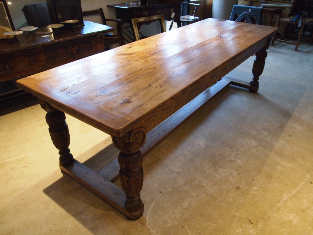 Table magnificent Victorian Oak refectory farmhouse dining c1850 View XV