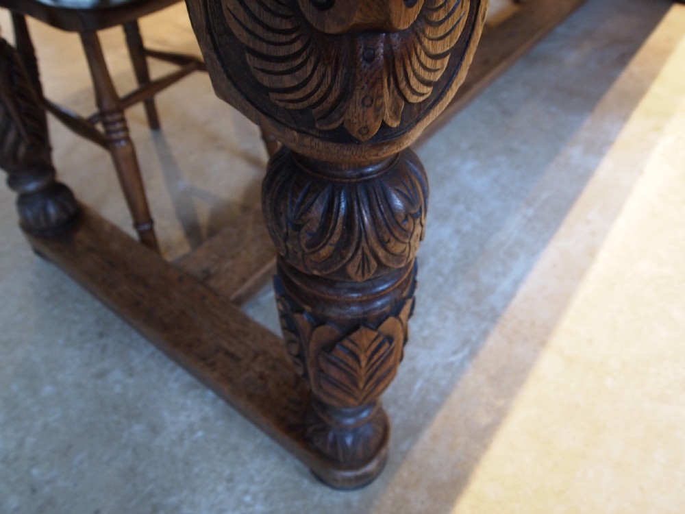 Table magnificent Victorian Oak refectory farmhouse dining c1850 View XVII