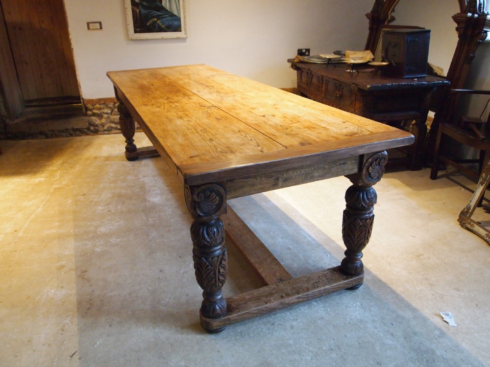 Table magnificent Victorian Oak refectory farmhouse dining c1850 View XVIII
