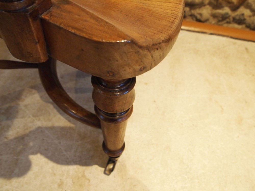 Chair stunning Victorian Elm desk or library chair c1860 View V