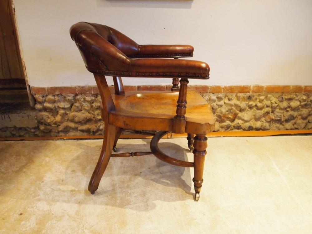 Chair stunning Victorian Elm desk or library chair c1860 View VII