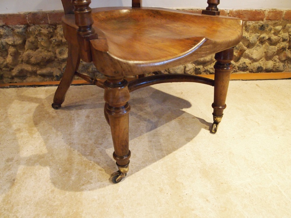 Chair stunning Victorian Elm desk or library chair c1860 View VIII