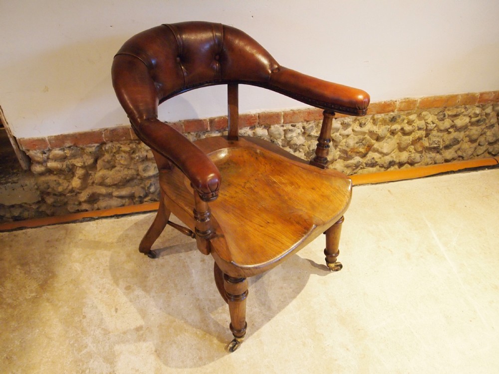 Chair stunning Victorian Elm desk or library chair c1860 View XII