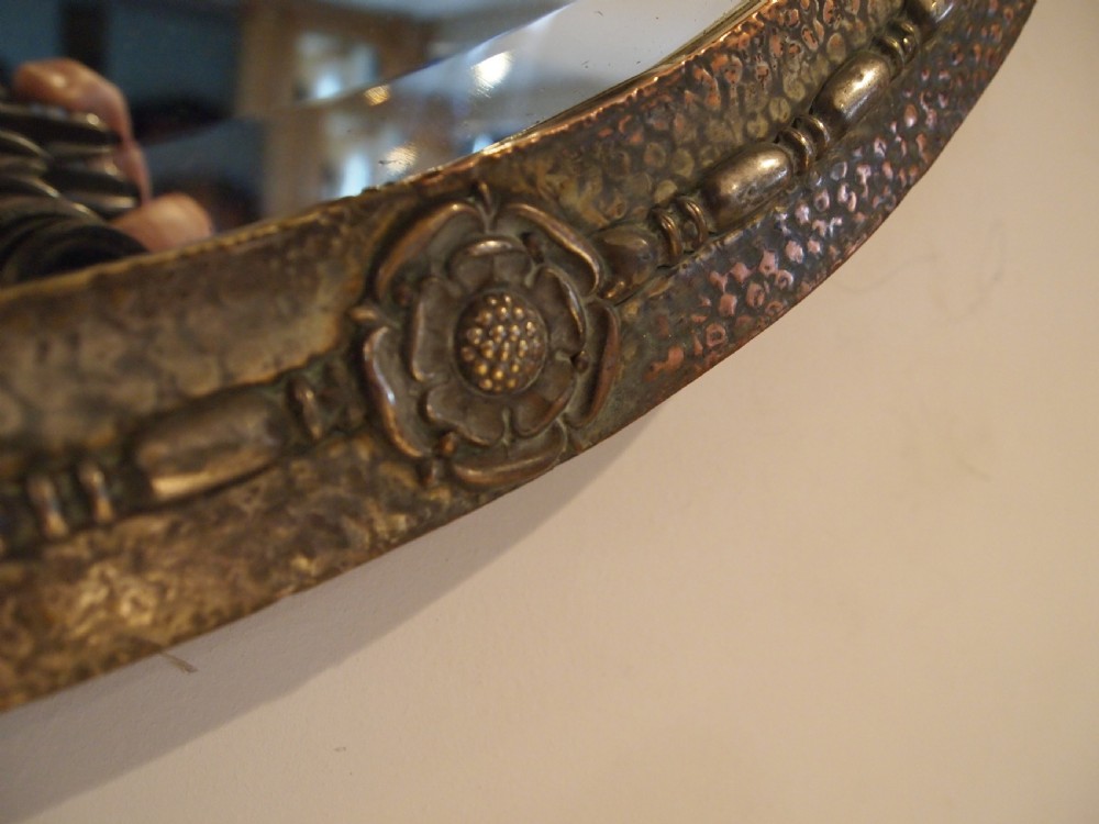 Mirror Arts and Crafts Copper English Rose c1900 View V