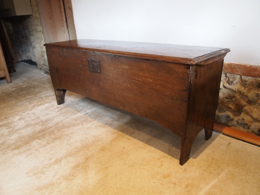 Coffer chest trunk six plank Queen Anne Oak c1700 View IX