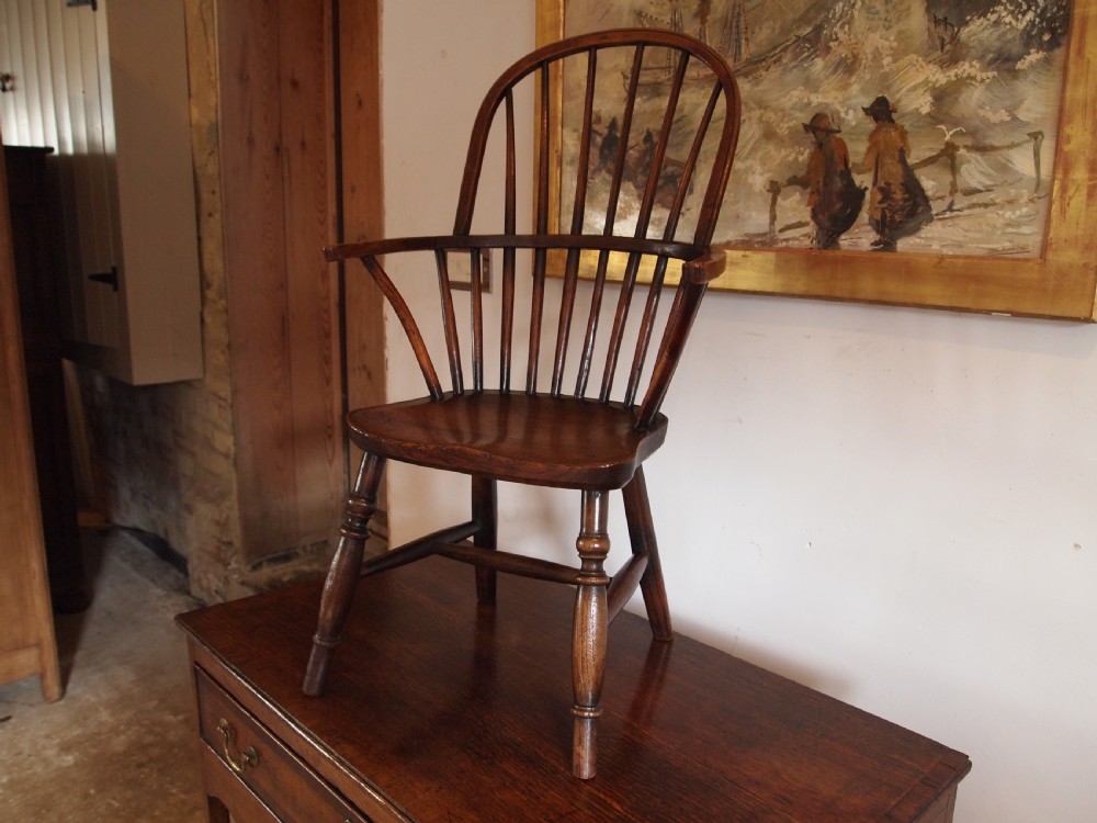Chair very rare Early Victorian Child's stick back Windsor armchair c1840 View III
