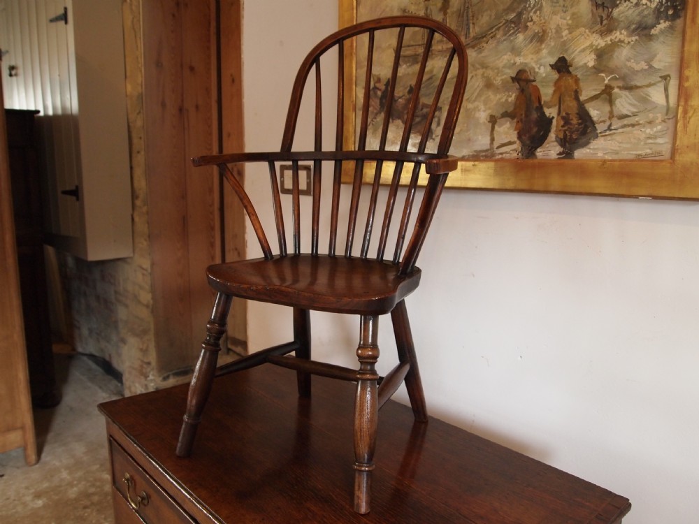 Chair very rare Early Victorian Child's stick back Windsor armchair c1840 View V