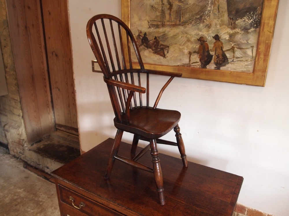 Chair very rare Early Victorian Child's stick back Windsor armchair c1840 View XI