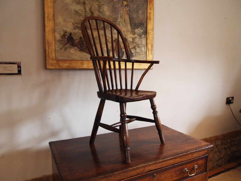 Chair very rare Early Victorian Child's stick back Windsor armchair c1840 View XIII