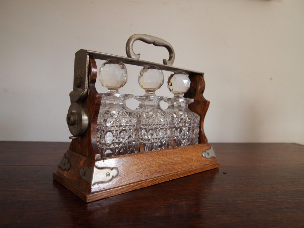 Rare Betjemanns Miniature Oak Tantalus c1900