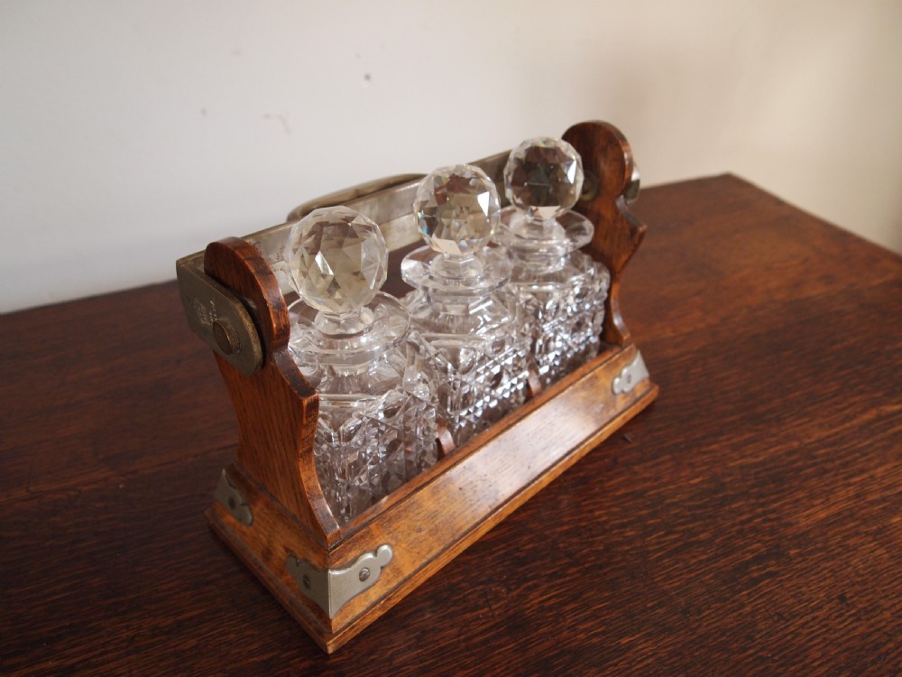 Rare Betjemanns Miniature Oak Tantalus c1900 View VII