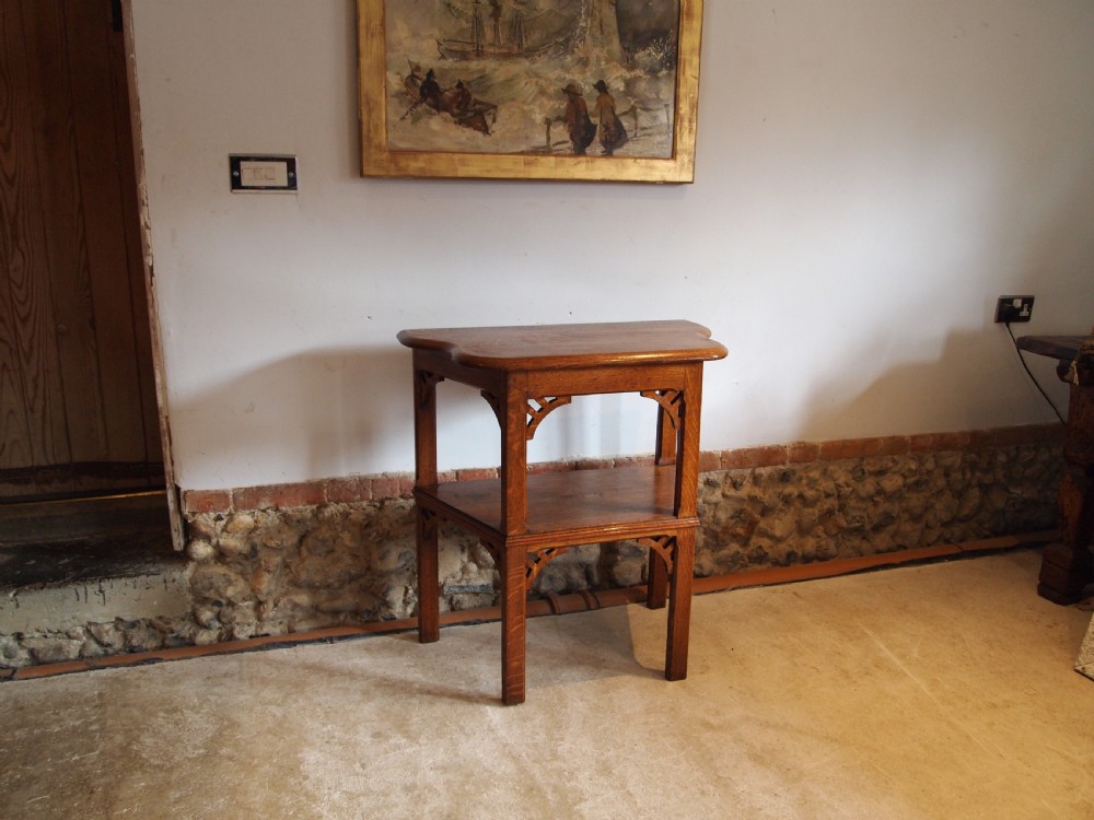 Table Hall Lamp console side Arts and Crafts Oak c1900 View IV