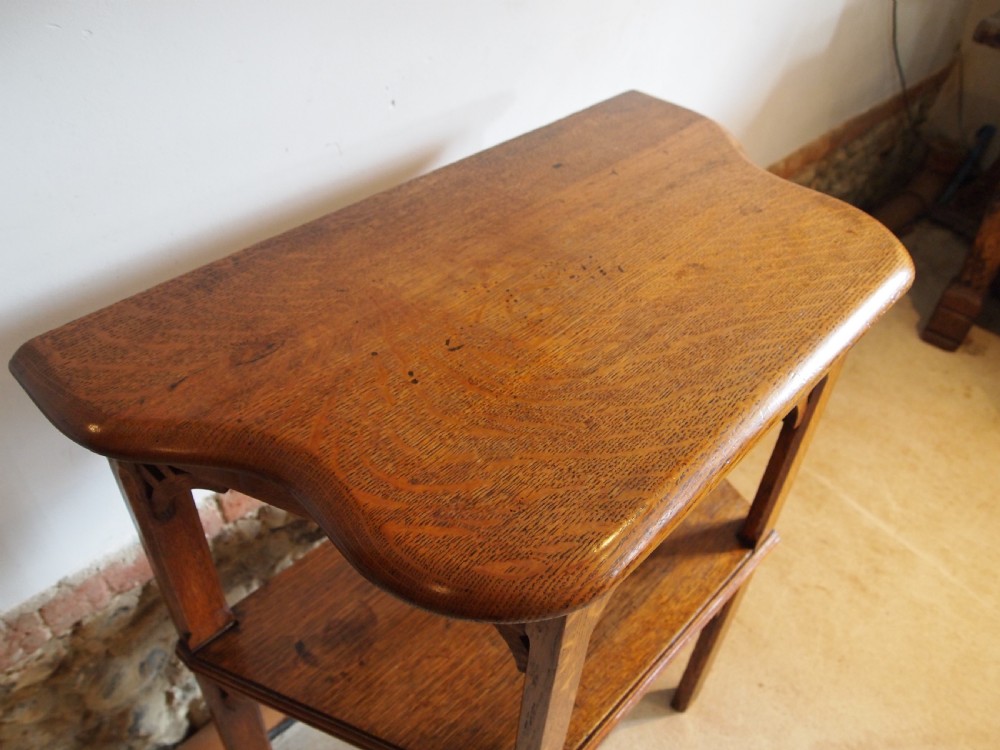 Table Hall Lamp console side Arts and Crafts Oak c1900 View V