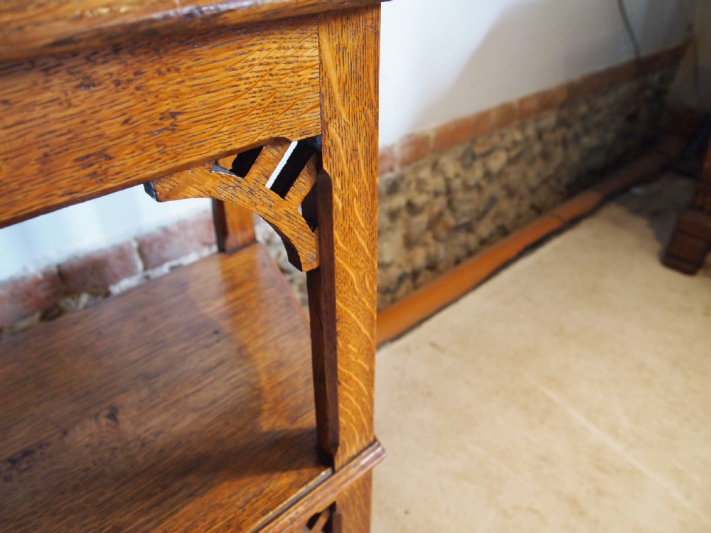 Table Hall Lamp console side Arts and Crafts Oak c1900 View VII