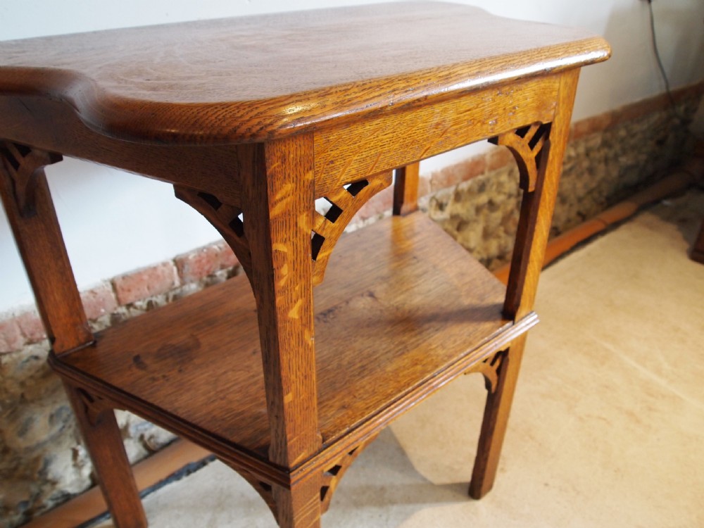 Table Hall Lamp console side Arts and Crafts Oak c1900 View VIII
