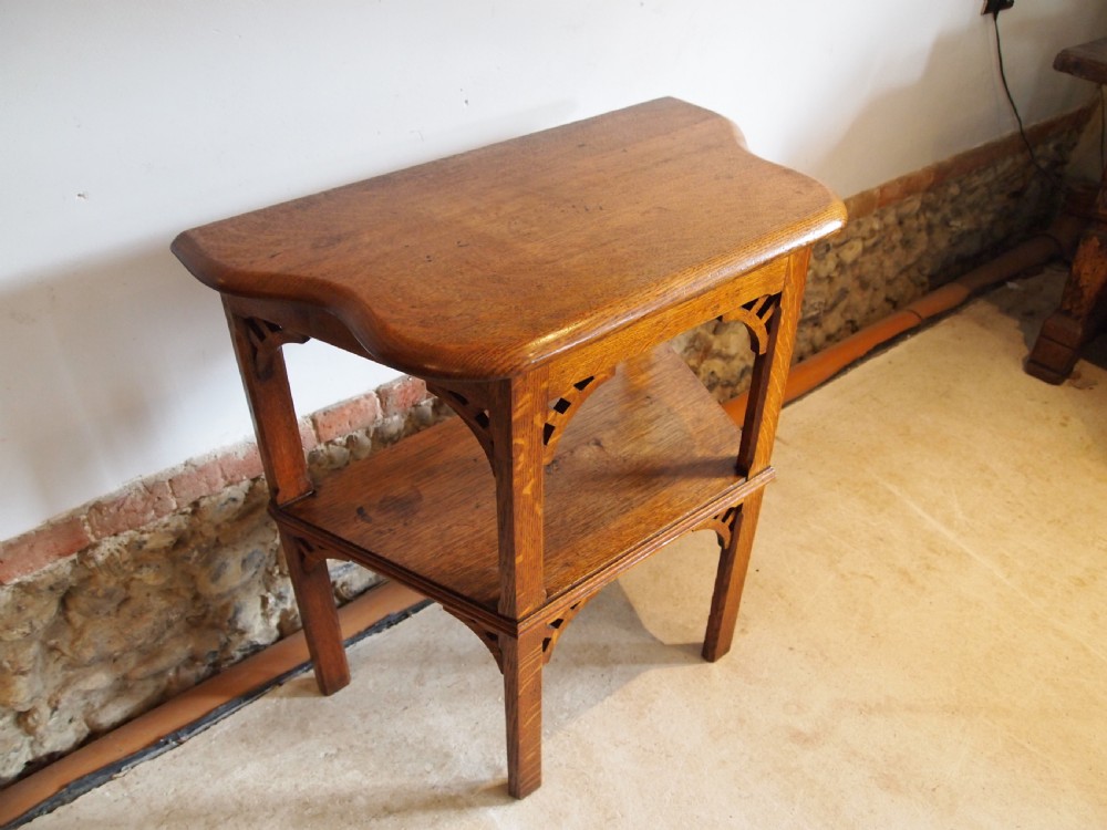 Table Hall Lamp console side Arts and Crafts Oak c1900 View X