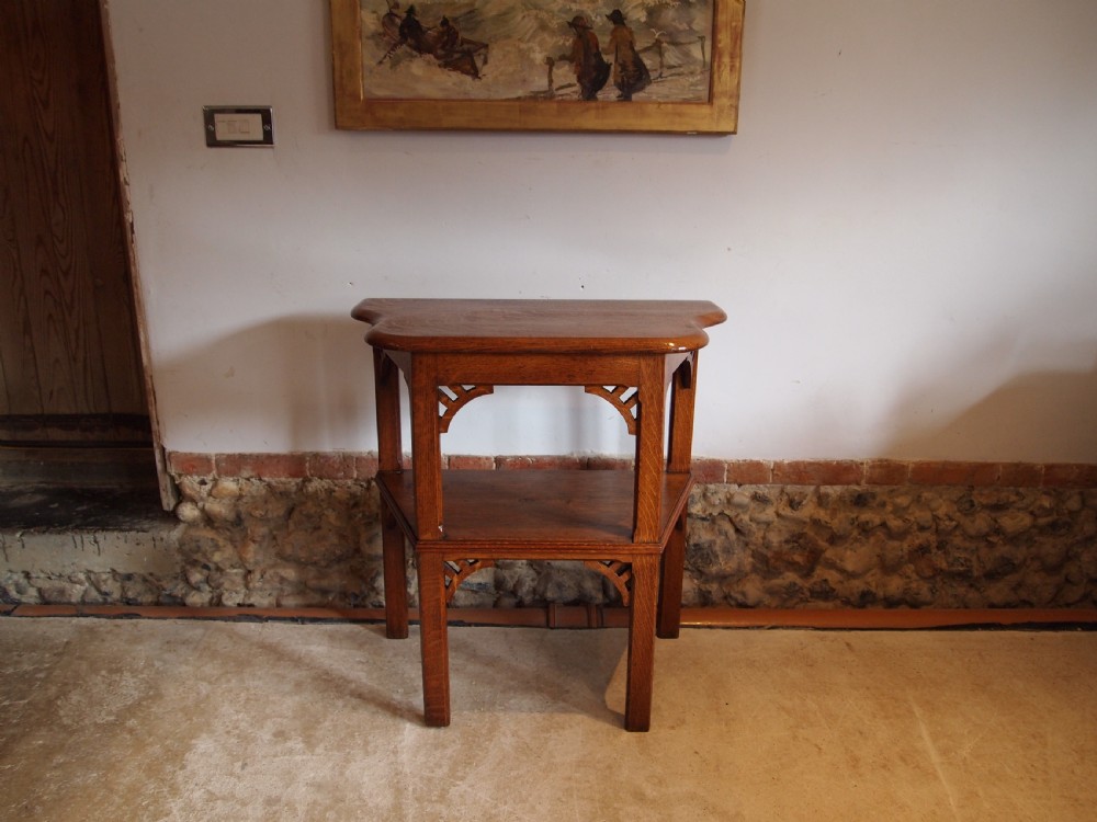 Table Hall Lamp console side Arts and Crafts Oak c1900 View XI