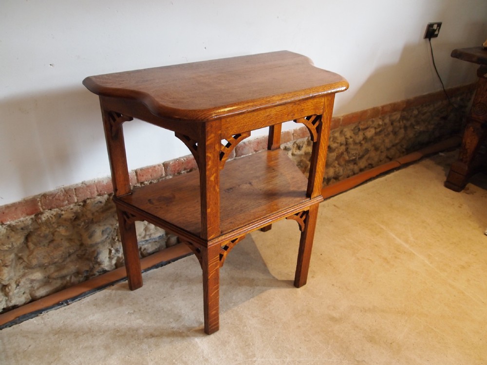 Table Hall Lamp console side Arts and Crafts Oak c1900 View XII