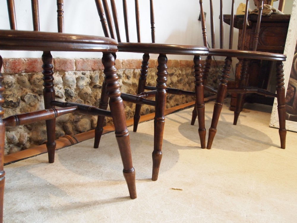 Chairs set of 4 Edwardian penny seat Windsor kitchen c1900 View III