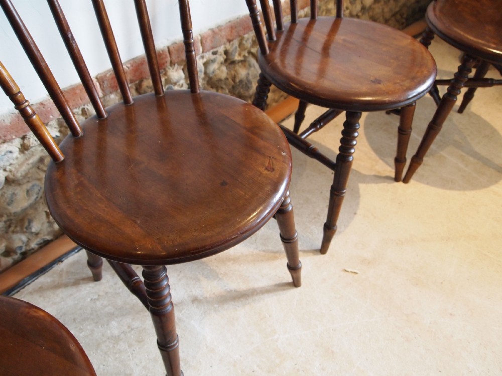 Chairs set of 4 Edwardian penny seat Windsor kitchen c1900 View IV