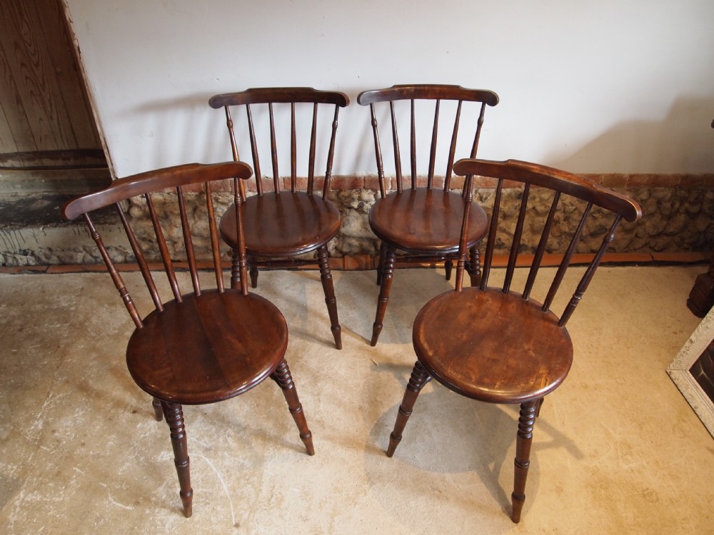 Chairs set of 4 Edwardian penny seat Windsor kitchen c1900 View VI