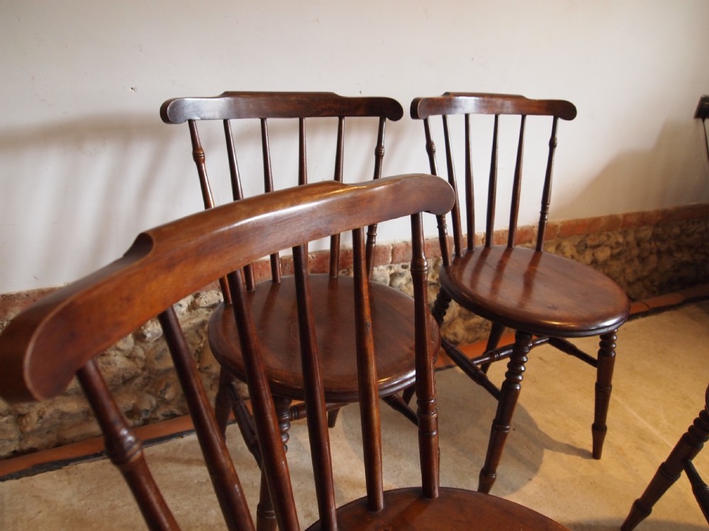 Chairs set of 4 Edwardian penny seat Windsor kitchen c1900 View VII