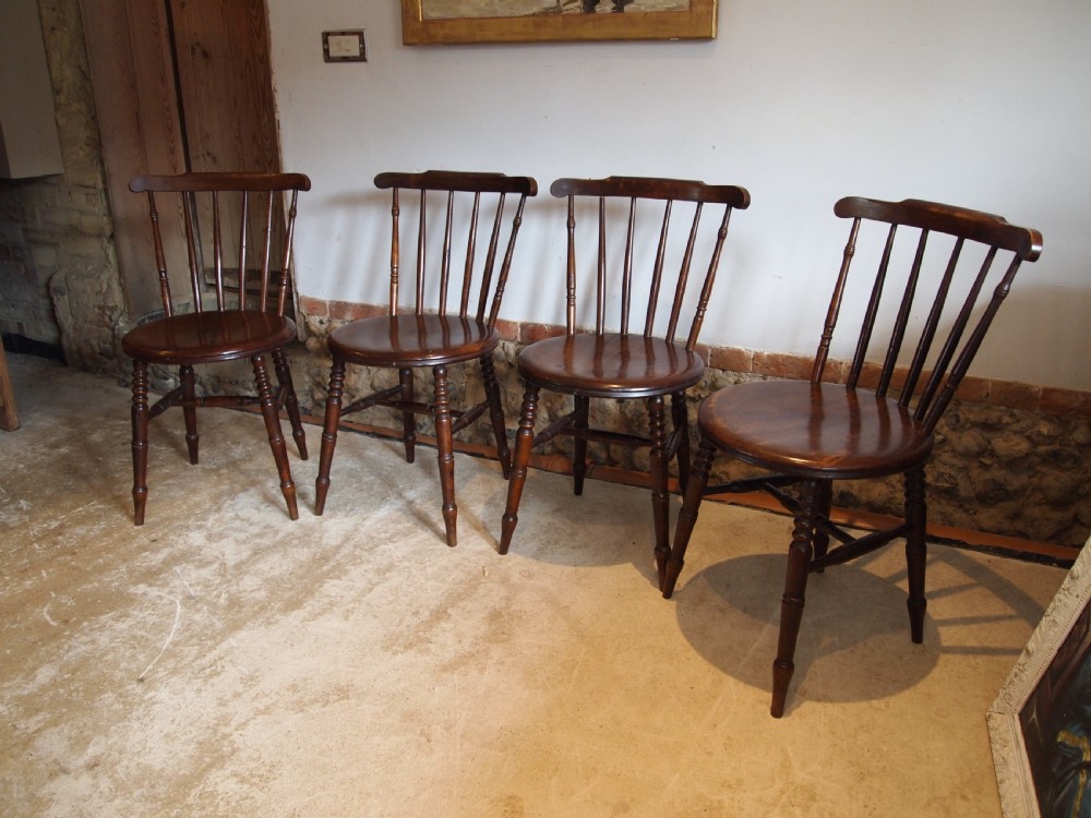 Chairs set of 4 Edwardian penny seat Windsor kitchen c1900 View VIII