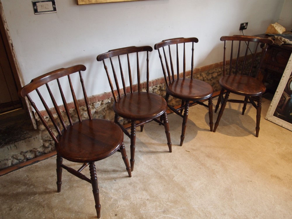 Chairs set of 4 Edwardian penny seat Windsor kitchen c1900 View IX