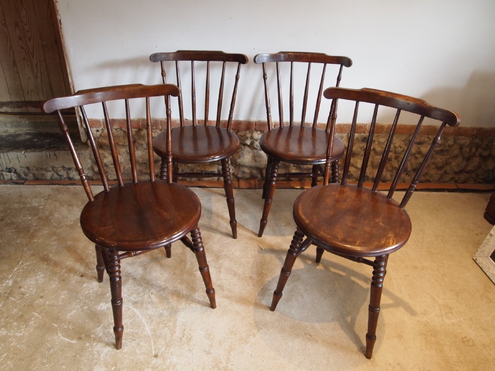 Chairs set of 4 Edwardian penny seat Windsor kitchen c1900 View X