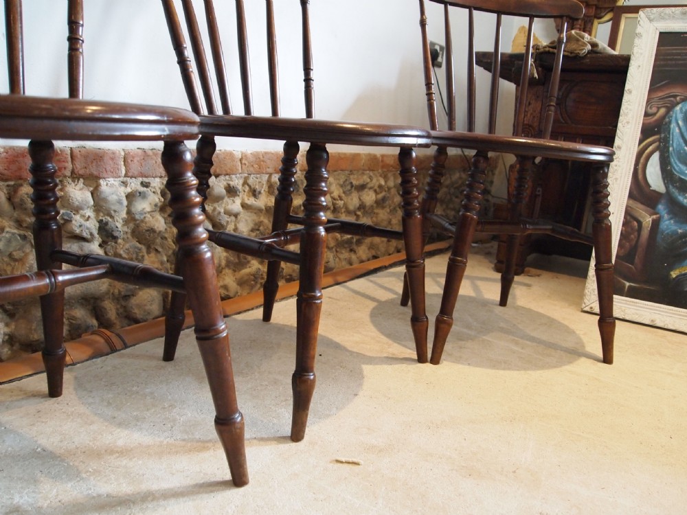 Chairs set of 4 Edwardian penny seat Windsor kitchen c1900 View XI