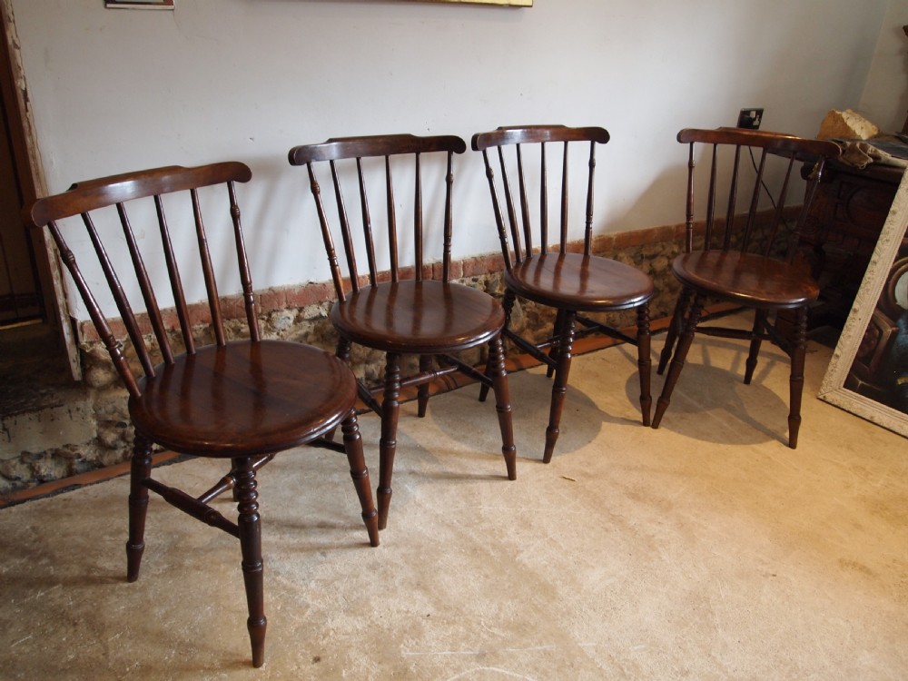 Chairs set of 4 Edwardian penny seat Windsor kitchen c1900 View XII